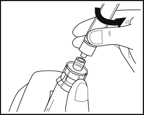 Bilden visar hur du förbereder sprutan för injektion