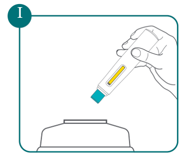 Lägg den använda förfyllda injektionspennan i en behållare för vassa föremål direkt efter användning 