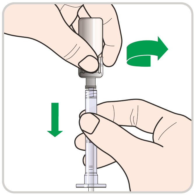 Ta bort flaskadaptern från injektionsflaskan