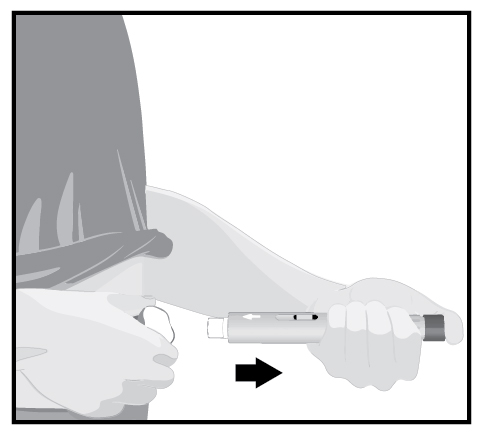 Lyft långsamt injektionspennan från huden när injektionen är klar