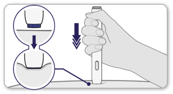 Steg 6: Tryck injektionspennan ordentligt mot huden
