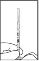 6.	Montera aseptiskt på en injektionskanyl (30G x ½″, 0,3 mm x 13 mm) på sprutan.