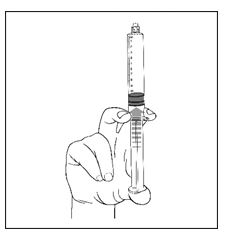 Bild 4 spruta - Tryck ut luften genom att försiktigt trycka på kolven