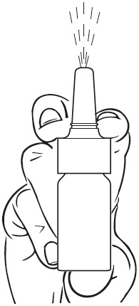 Håll flaskan rakt upp med stöd av tummen på undersidan. Låt spetsen sticka upp mellan pek- och långfinger.