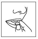 Bilden beskriver hur man lägger tabletten på tungan