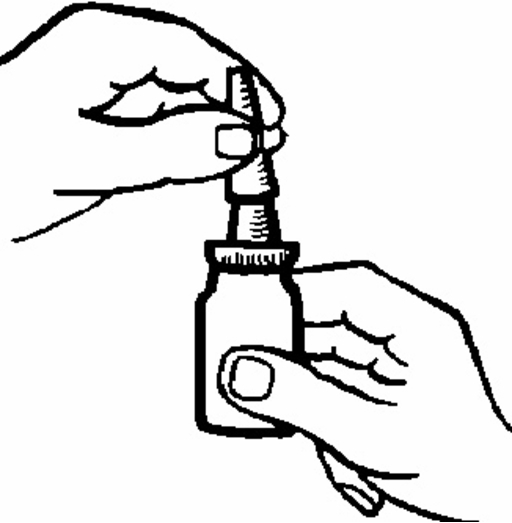 Bilden beskriver två händer som håller flaskan upprätt.