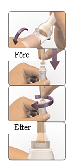 Bilden visar hur Avonex Pen förbereds för injektion
