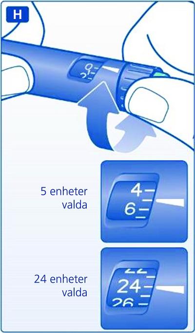 Vrid dosv&auml;ljaren och st&auml;ll in det antal enheter du ska injicera.