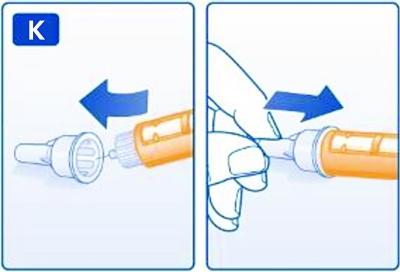 Sätt tillbaka nålspetsen i det stora yttre nålskyddet utan att vidröra det. När nålen är inne i skyddet, för på det stora yttre nålskyddet och skruva av nålen.
