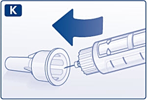 För in injektionsnålens spets i det yttre nålskyddet utan att röra det yttre nålskyddet.