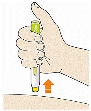 Bilden visar hur man drar bort pennan från huden
