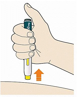 Bilden visar hur man drar bort pennan från huden