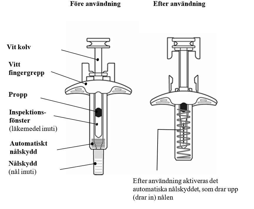 Den förfyllda sprutans delar