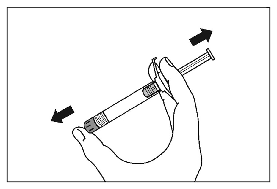 1.	Skaka sprutan kraftigt under minst 10 sekunder för att suspensionen ska bli homogen.