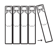 Riv loss endosbehållaren från remsan