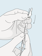 Fäst nålen för injektion