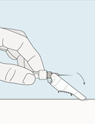 Efter injektionen,täck nålen med säkerhetsskyddet (om tillämpligt)