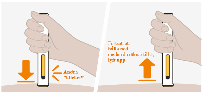8. Håll injektionspennan på plats för att slutföra din injektion 