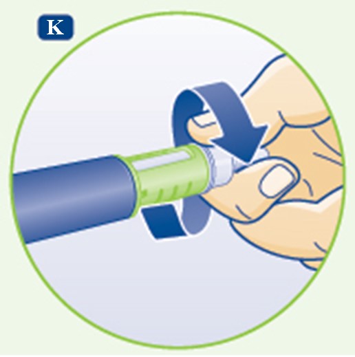 Sätt försiktigt tillbaka det yttre nålskyddet utan att vidröra nålen. Skruva av nålen och kassera den 