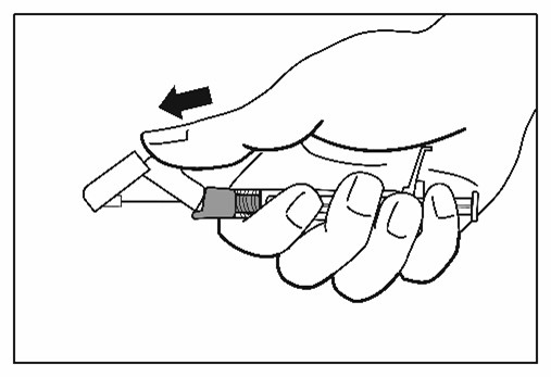 När injektionen är slutförd aktiveras nålskyddssystemet med hjälp av tummen. När man hör ett "klick" är systemet helt aktiverat. Kassera sprutan med nålen enligt gällande anvisningar.
