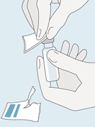 Rengör injektionsflaskans överdel