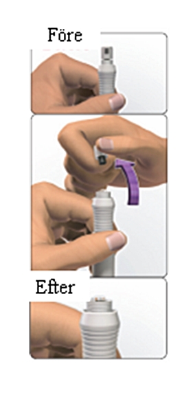 Bilden visar hur Avonex Pen förbereds för injection