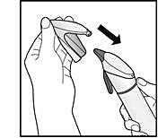 Bilden visar hur applikatornskyddet täcker applikatorn.