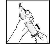 Bilden visar hur applikatorn aktiveras före första användningen.