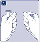 Låt injektionsflaskan och den förfyllda injektionssprutan uppnå rumstemperatur (högst 37°C). Det kan du göra genom att hålla dem i händerna tills de känns lika varma som händerna.