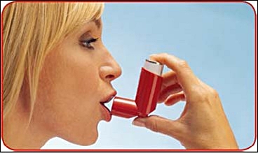 The picture describes how to hold the inhaler.
